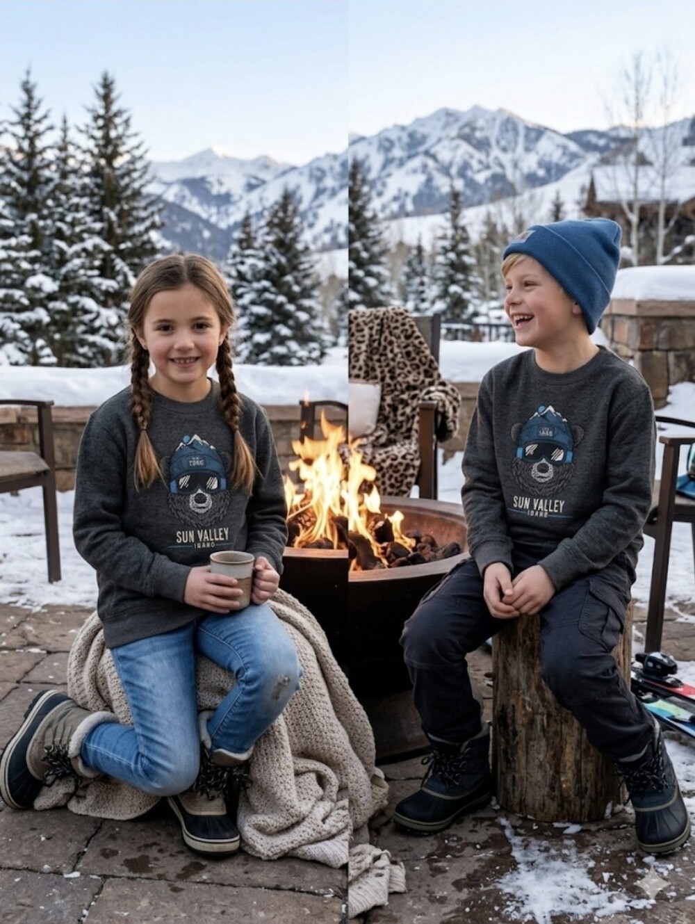 League 91 Kids Sun Valley Idaho Black Bear Sweatshirt Large 10/12 Like New